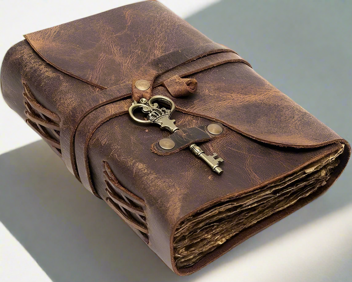 Handmade Journal Deckle Edge Paper With Leather Cover