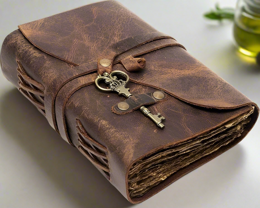 Handmade Journal Deckle Edge Paper With Leather Cover