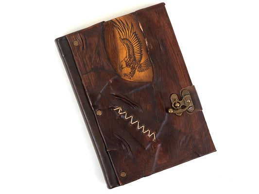 Eagle Pattern Brown Leather Notebook Journal Diary Craft